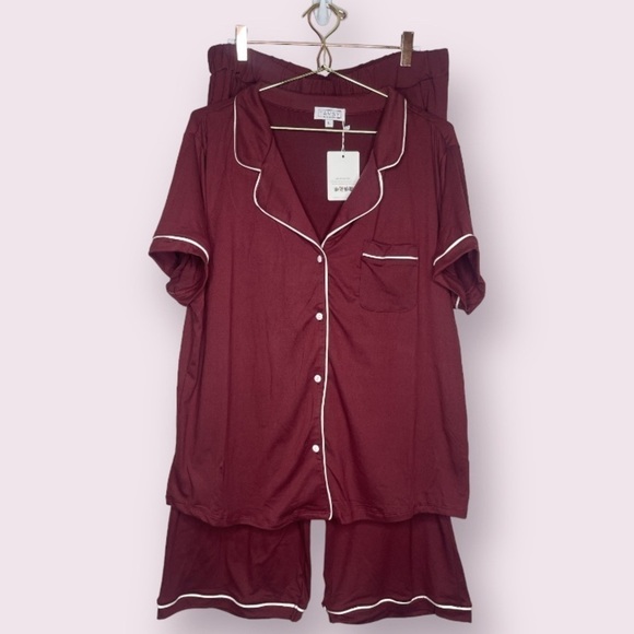 New Tamsy Nettie 2 Piece Sleep Set Women's XL in Burgundy
